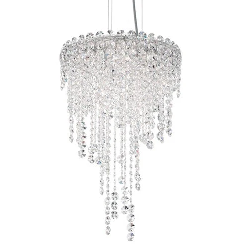 Stainless Steel Four-Light Round Short Pendant with Clear Heritage Crystal - Image 1