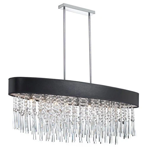 Eight Light Oval Crystal Pendant with Black Lizagator Micro Shade - Image 1