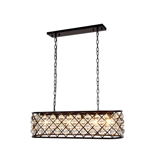 Madison Mocha Brown 10-Inch High Six-Light Pendant with Smooth Clear Crystals - Image 1