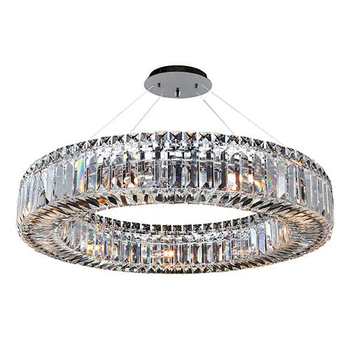 Chrome Nine-Light Round Pendant with Firenze Clear Crystal - Image 1