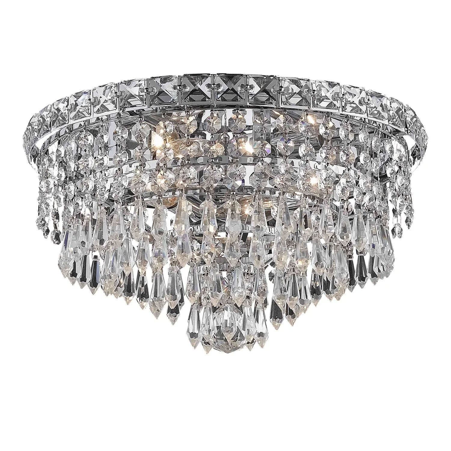 Chrome Four-Light 14-Inch Flush Mount with Royal Cut Clear Crystal