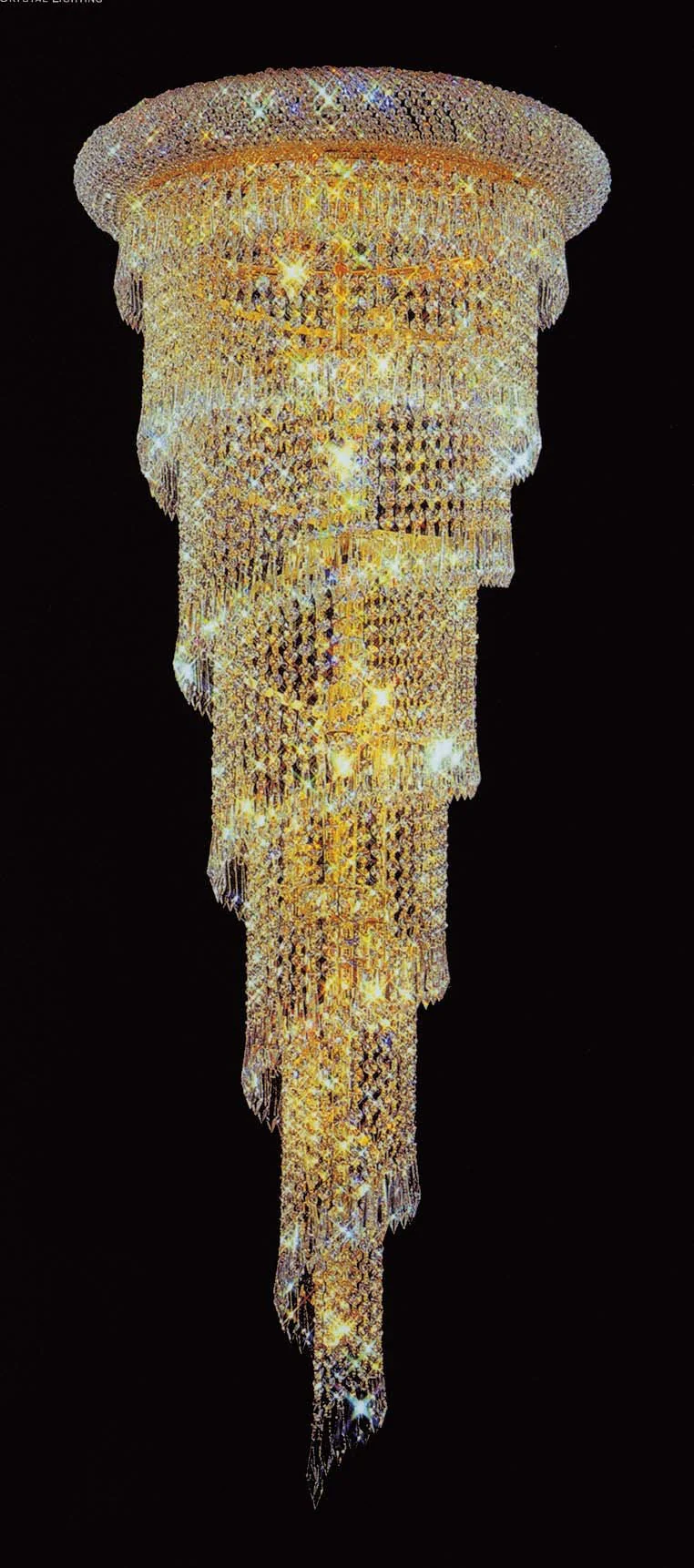 17 lights spiral crystal chandelier in gold plated finish - Image 1