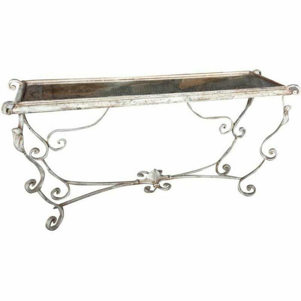 Casa Bonita Peruvian Hand-Painted Carved Wood and Hand Forged Iron Murano Console Table - Image 1