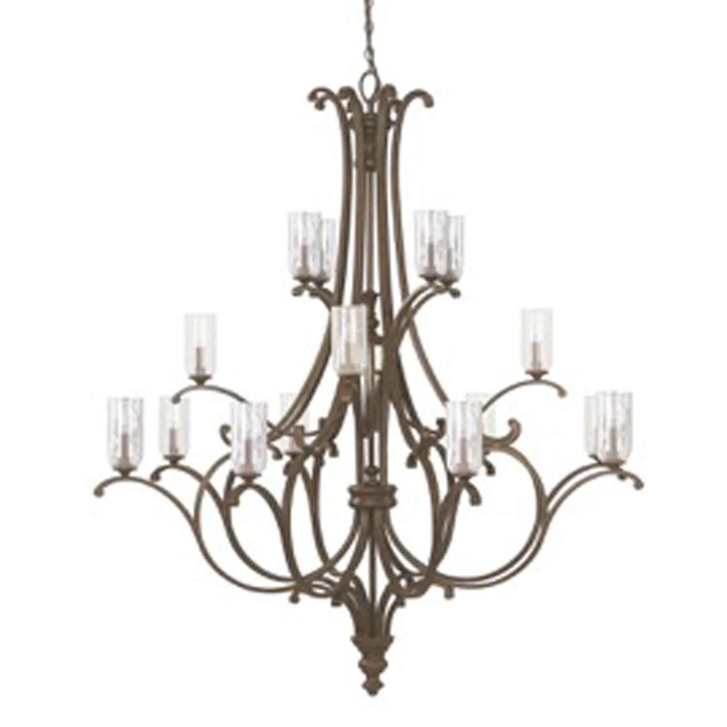 Fixture Company Harrison Mottled Brown Sixteen-Light Chandelier with Clear Seeded Glass - Image 1