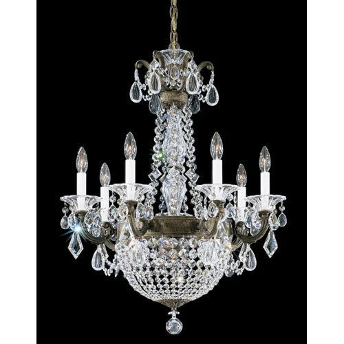 La Scala Bronze Umber Nine-Light Clear Heritage Handcut Crystal Chandelier, 23.5W x 30H x 23.5D - Image 1