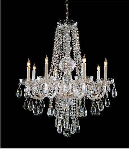 Chrome Eight-Light Crystal Chandelier - Image 1