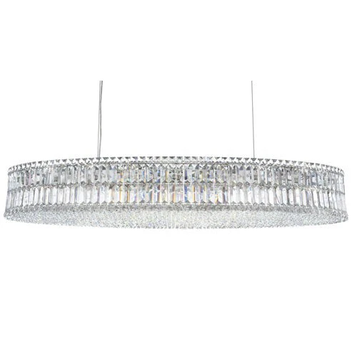 Stainless Steel 24-Light Clear Spectra Crystal Pendant Light, 22.5W x 7H x 22.5D - Image 1