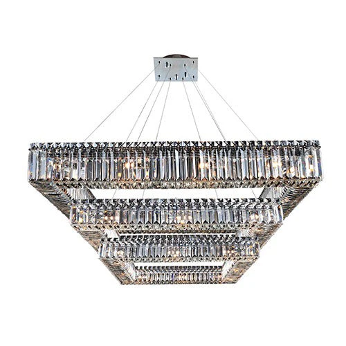 Chrome 36-Light Square Three Tier Drum Pendant - Image 1