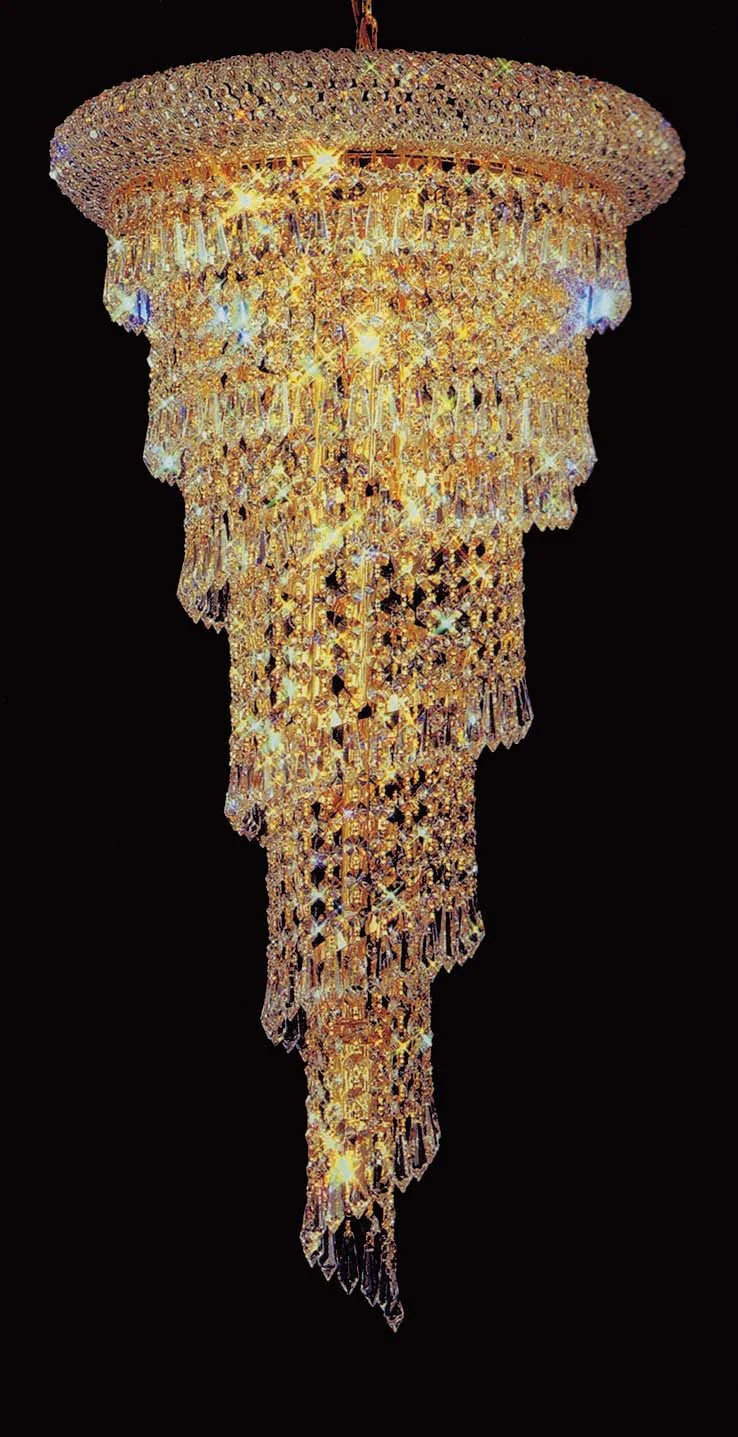 8 lights spiral crystal chandelier in gold plated finish - Image 1