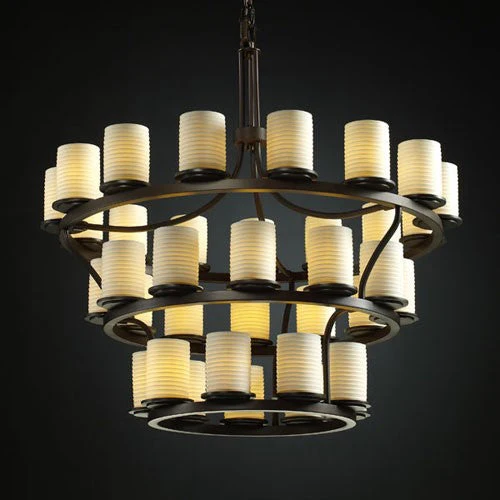 Dark Bronze Inverted Three-Tier Ring Chandelier - Image 1
