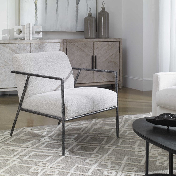 Uttermost Brisbane Gray Boucle Contemporary Accent Chair - Image 1