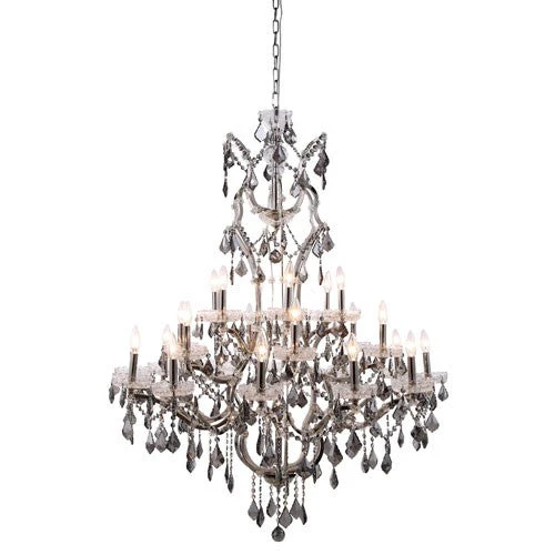 Nickel 25-Light Chandelier with Silver Crystals - Image 1
