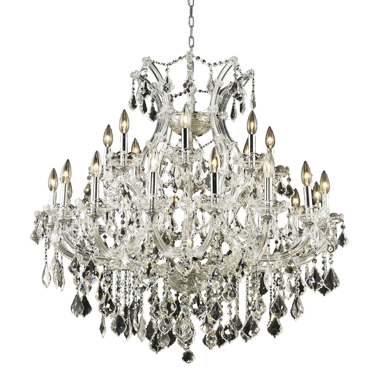 Maria Theresa Chrome Twenty-Four Light 36-Inch Chandelier with Royal Cut Clear Crystal - Image 1