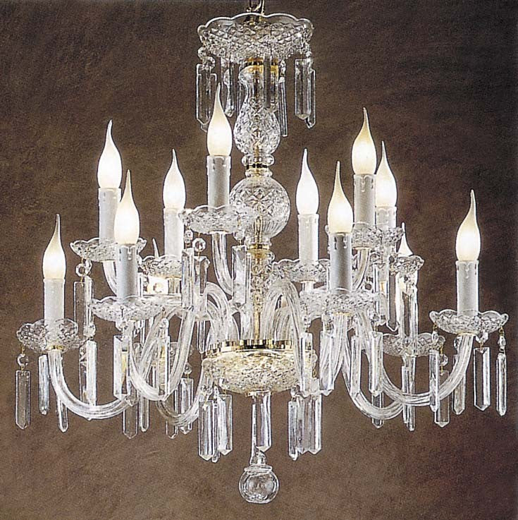 Gold plated 12 Lights Bohemian Crystal chandelier - Image 1