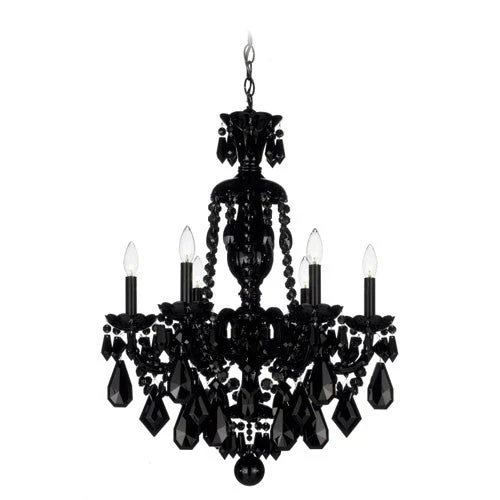 Hamilton Jet Black Six-Light Jet Black Heritage Handcut Crystal Chandelier, 22W x 29.5H x 22D - Image 1