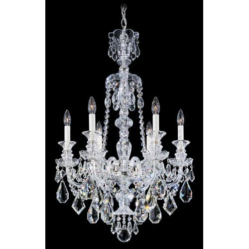 Hamilton Silver Six-Light Clear Heritage Handcut Crystal Chandelier, 22W x 33H x 22D - Image 1