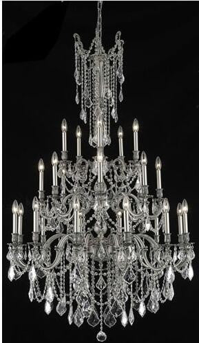 Pewter Twenty-Five Light Chandelier with Clear Royal Cut Crystals - Image 1