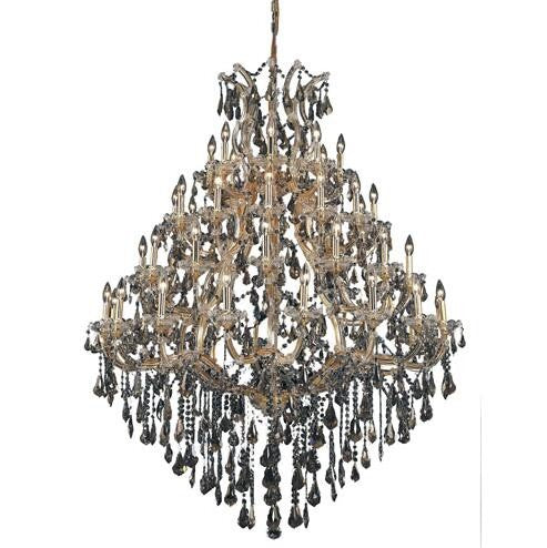 Gold Forty-Nine Light 46-Inch Chandelier with Royal Cut Golden Teak Smoky Crystal - Image 1