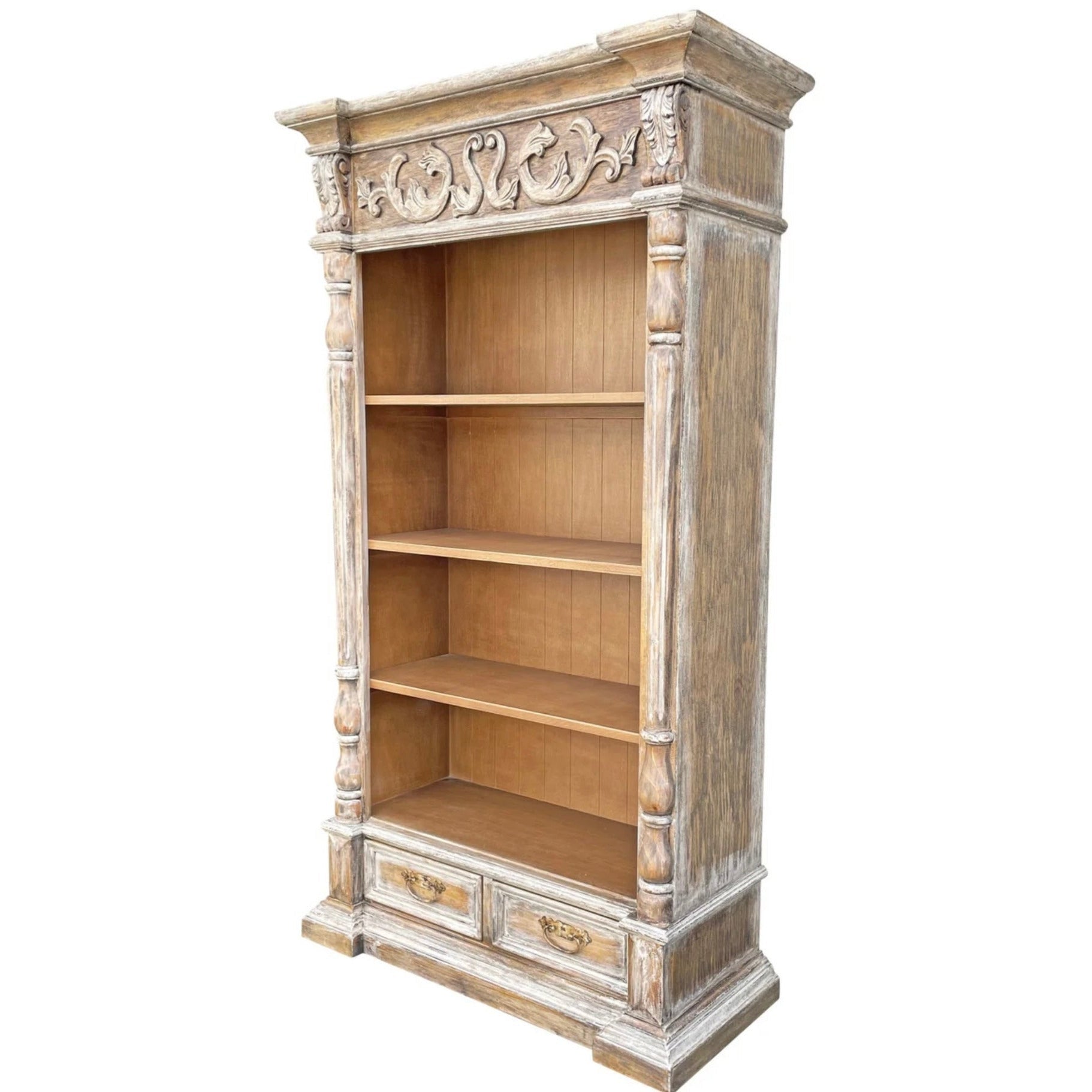 Casa Bonita Peruvian Hand-Painted Carved Wood Arroyo Bookcase - Image 2