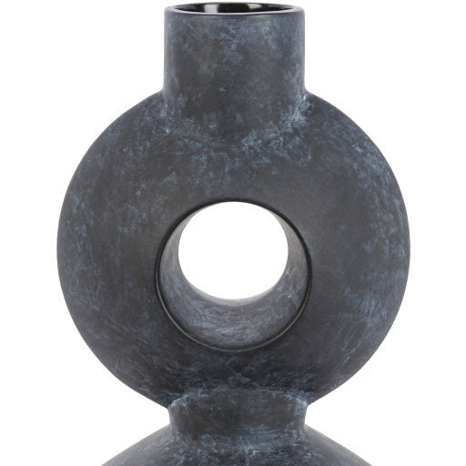 Surya Yagya Collection Modern Brushed Matte Black Ceramic Vase YAG-006 - Image 3