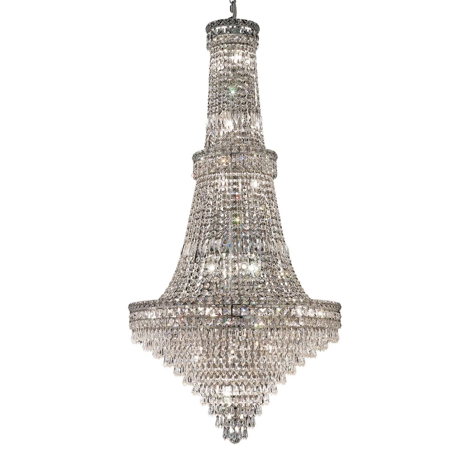 Chrome Thirty-Four Light 28-Inch Chandelier with Royal Cut Clear Crystal - Image 1