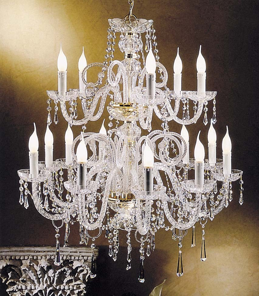 Gold plated 15 Lights Bohemian Crystal chandelier - Image 1