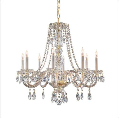 Polished Brass Eight-Light Chandelier - Image 1
