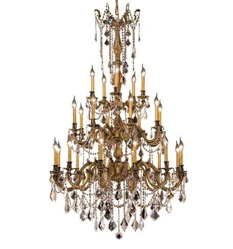 Gold Twenty-Five Light 38-Inch Chandelier with Royal Cut Clear Crystal - Image 1