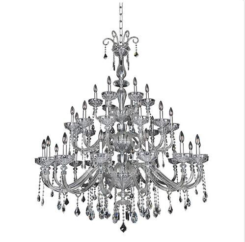 Chrome 34-Light 53-Inch Wide Chandelier with Firenze Clear Crystal - Image 1
