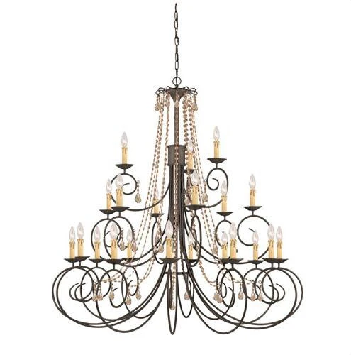 Twelve-Light Chandelier with Golden Teak Swarovski Strass Crystal - Image 1