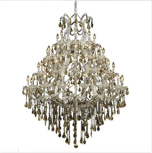 Chrome Forty-Nine Light 46-Inch Chandelier with Royal Cut Golden Teak Smoky Crystal - Image 1