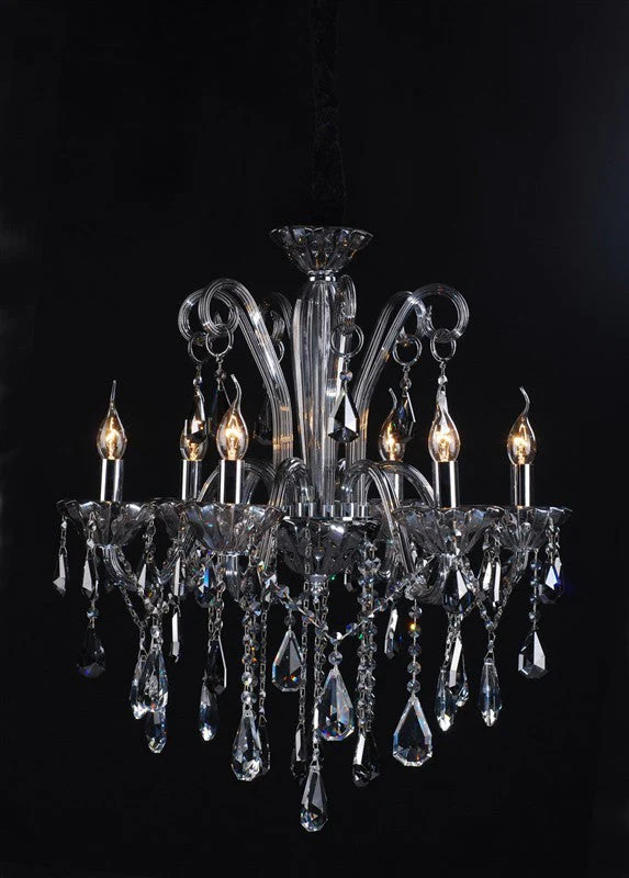 Polished chrome 6 light traditional crystal chandelier - Image 1