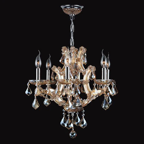 Six-Light Chrome Finish with Amber Crystal Chandelier - Image 1