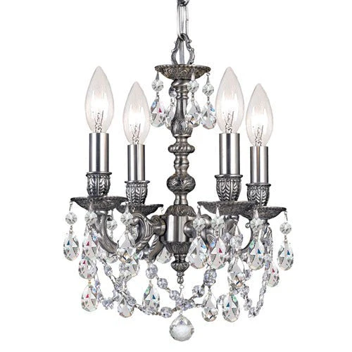 Four-Light Pewter Clear Majestic Crystal Mini Chandeler - Image 1