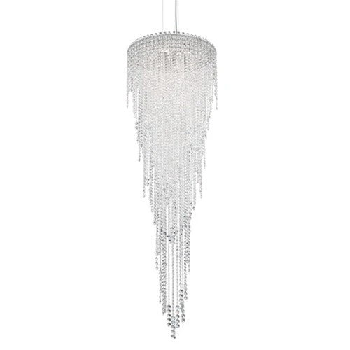 Stainless Steel Six-Light Round Long Pendant with Clear Heritage Crystal - Image 1