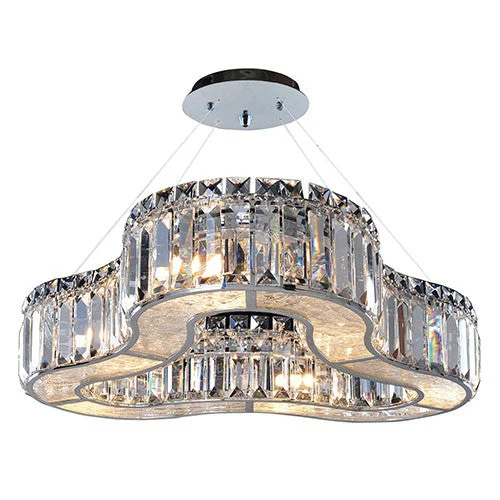 Chrome Six-Light Tri-Shape Pendant with Firenze Clear Crystal - Image 1