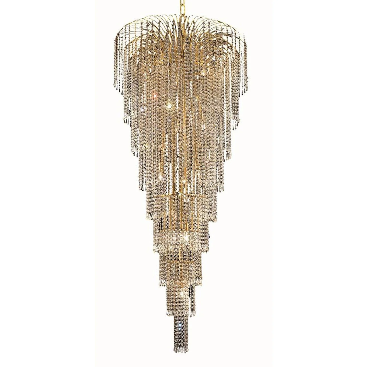 Gold Fifteen-Light 30-Inch Chandelier with Royal Cut Clear Crystal - Image 1