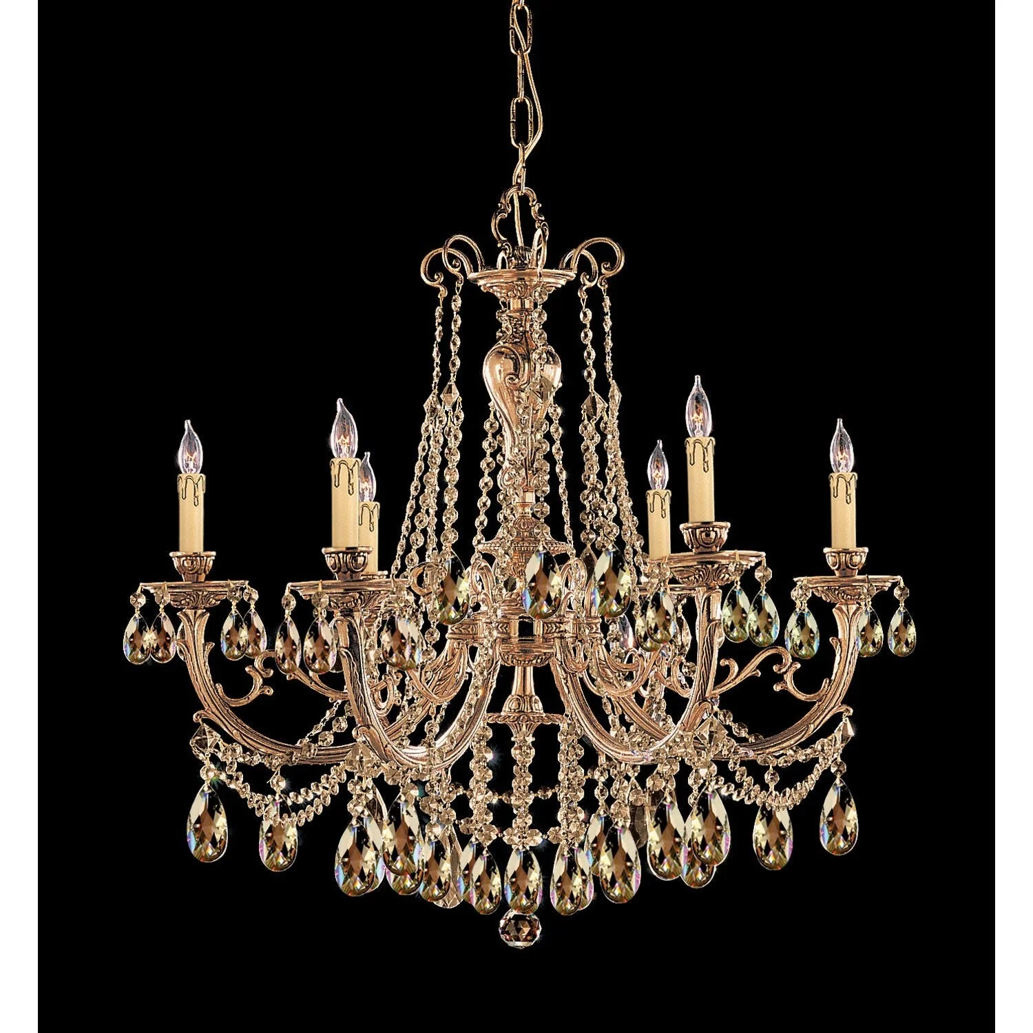Olde Brass Golden Teak Six-Light Chandelier - Image 1