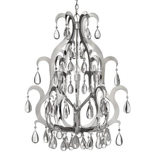 Xanadu Polished Stainless Steel Twelve-Light Chandelier - Image 1