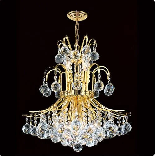 Nine-Light Gold Finish with Clear-Crystals Chandelier - Image 1