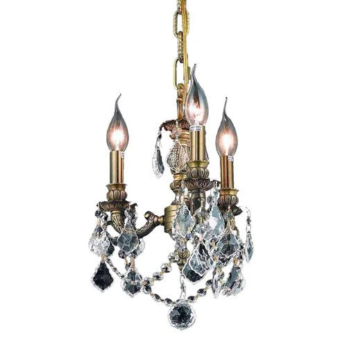 Bronze Three-Light Chandelier with Golden Teak Royal Cut Crystal - Image 1