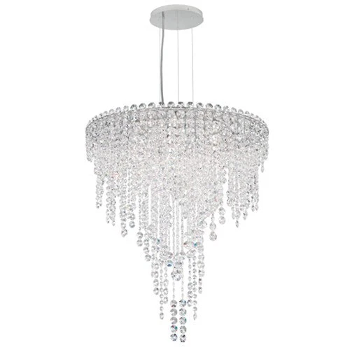Stainless Steel Six-Light Round Medium Pendant with Clear Heritage Crystal - Image 1