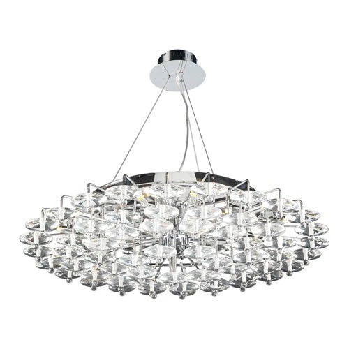 Diamente 18-Light Polished Chrome Pendant with Asfour Handcut Crystal Glass -Halogen - Image 1