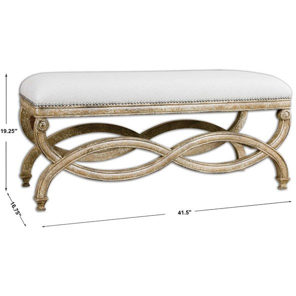 Uttermost Karline Linen Performance Fabric Seat Wood Bench - Image 3