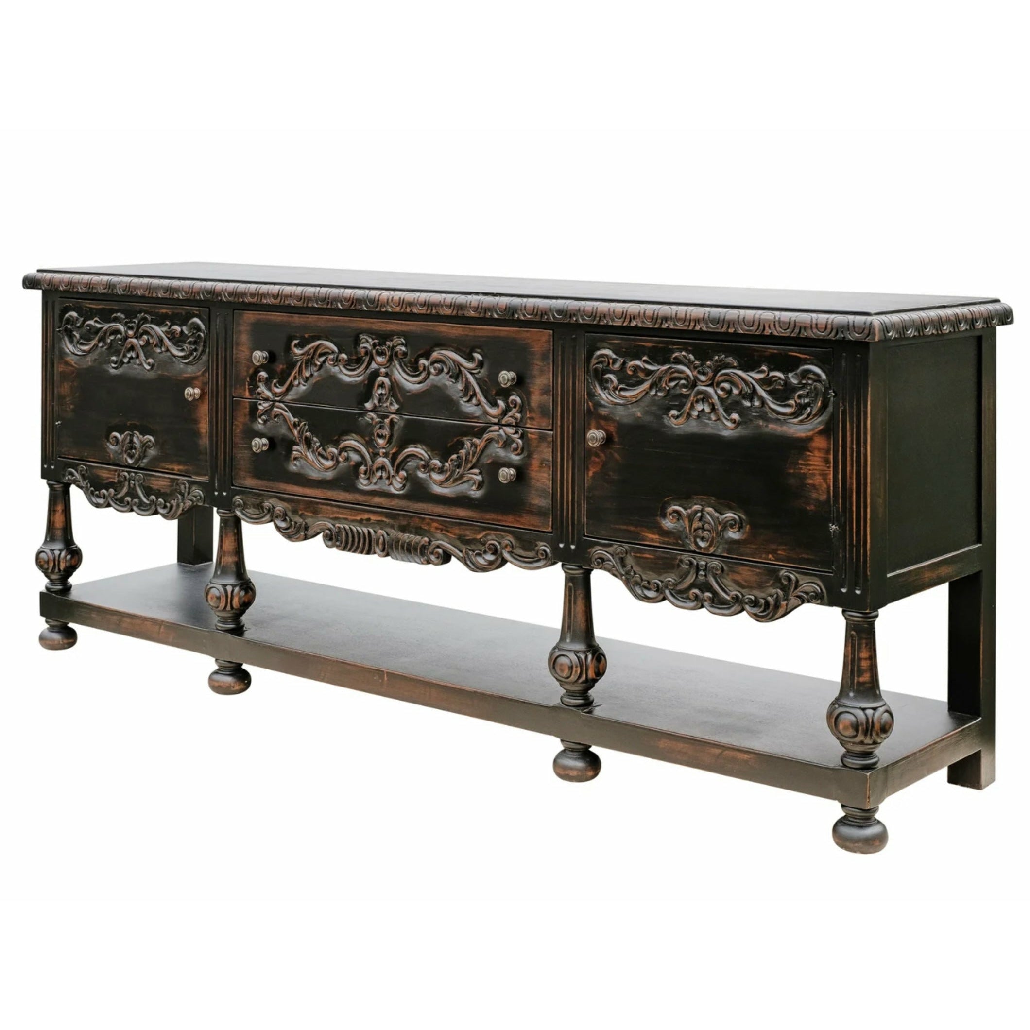 Casa Bonita Peruvian Hand-Painted Carved Wood Amara Console Table - Image 2