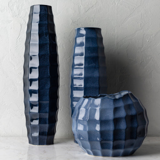 Surya Cirio Collection Modern Set of 3 Blue Ceramic Vases C11-002 - Image 1