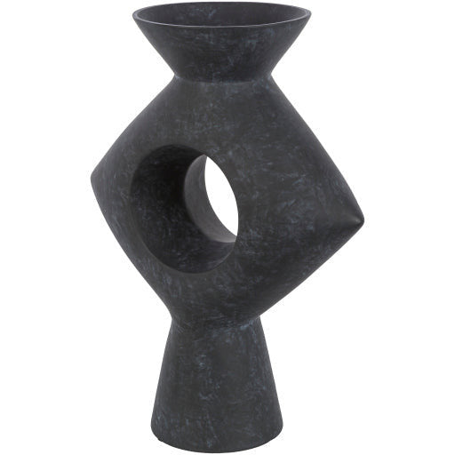 Surya Yagya Collection Modern Brushed Matte Black Ceramic Vase YAG-008 - Image 2