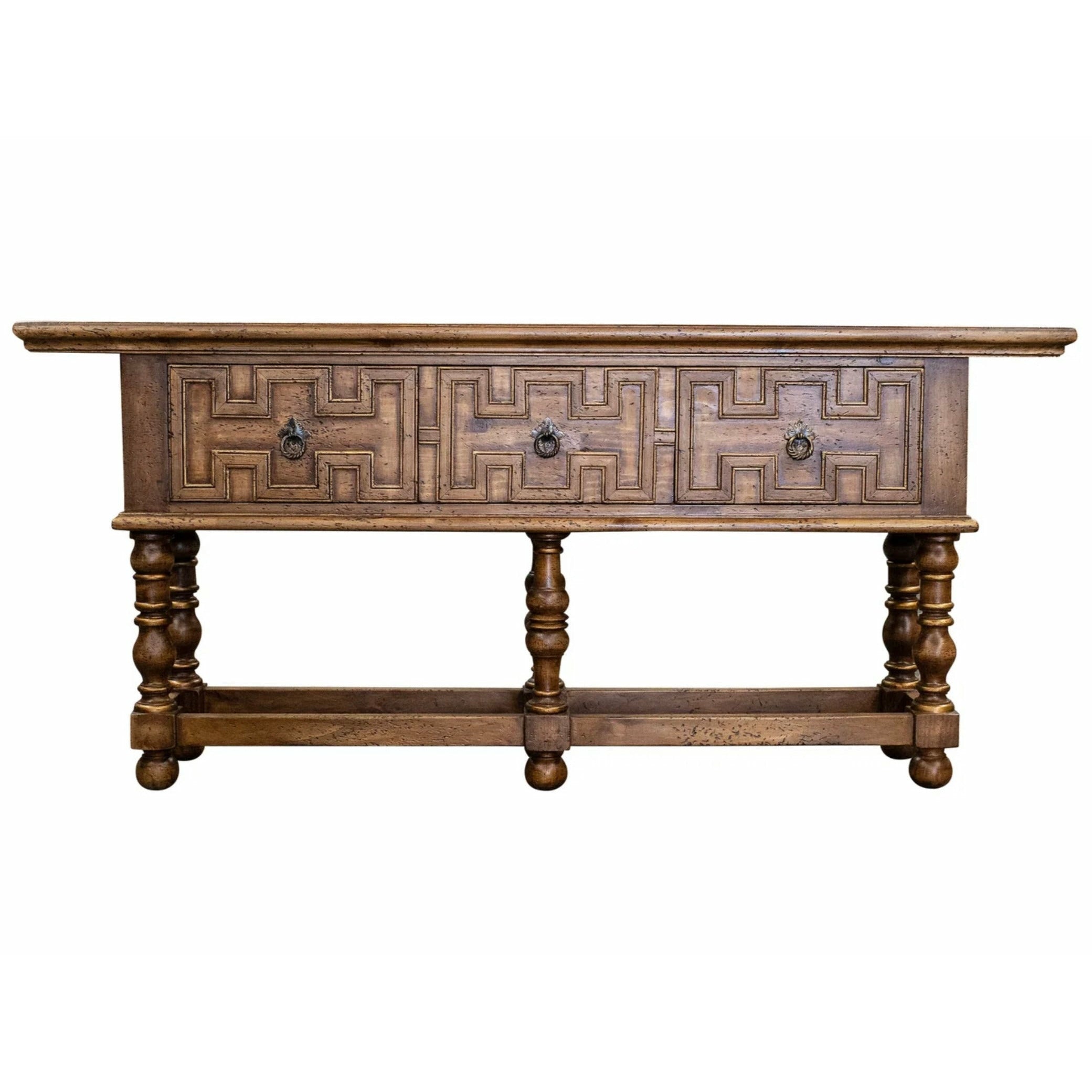 Casa Bonita Peruvian Hand-Painted Carved Wood Granada Console Table - Image 1