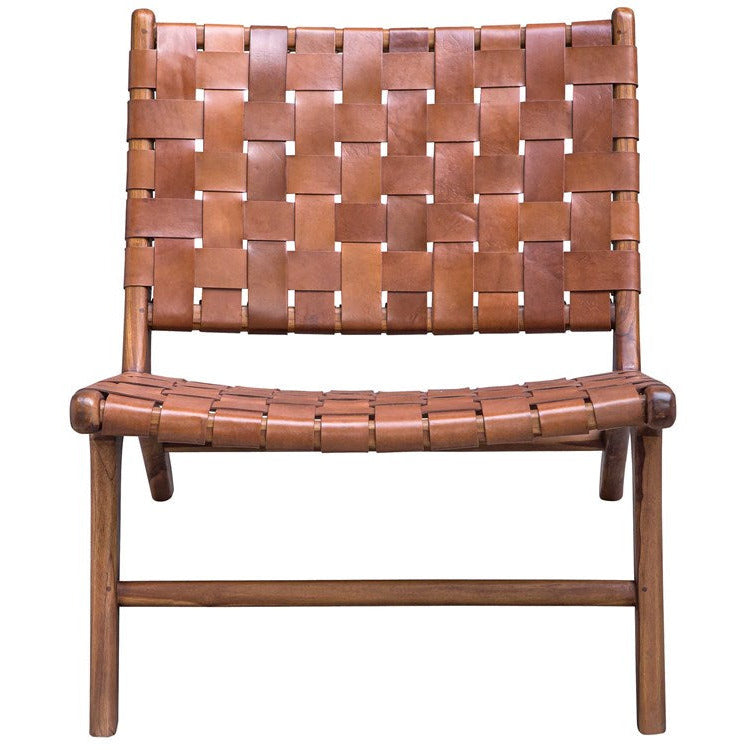 Uttermost Plait Basket Weave Cognac Leather Accent Chair - Image 2