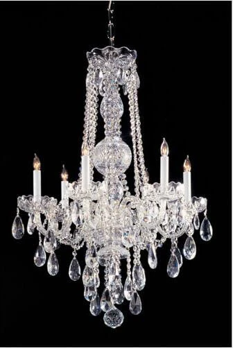 Polished Chrome Six-Light Swarovski Spectra Crystal Chandelier - Image 1